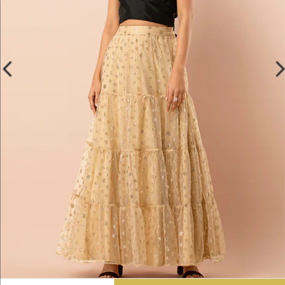 Gold/beige maxi skirt/lehenga skirt